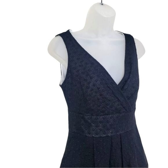 TALBOTS Womens Dress SZ 6 Embroidered Lined Sleeveless Faux Wrap Sheath Academia - Picture 10 of 12